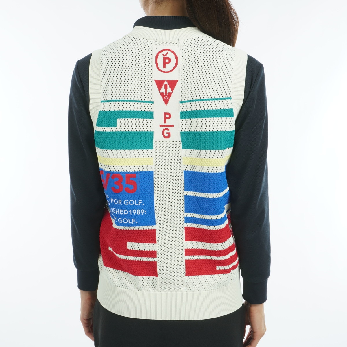 セール・アウトレット】光栓 地柄×メッシュニットベスト