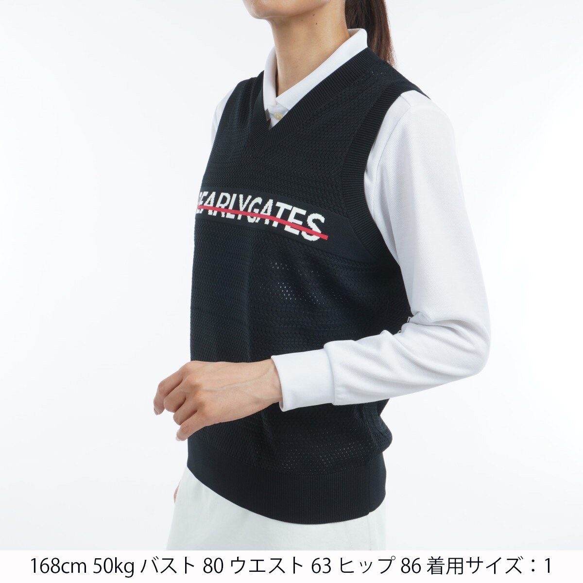 新品未使用⭐︎PEARLY GATES メッシュニットベスト レディス（タグ付き） セール・アウトレット】光栓 地柄×メッシュニットベスト