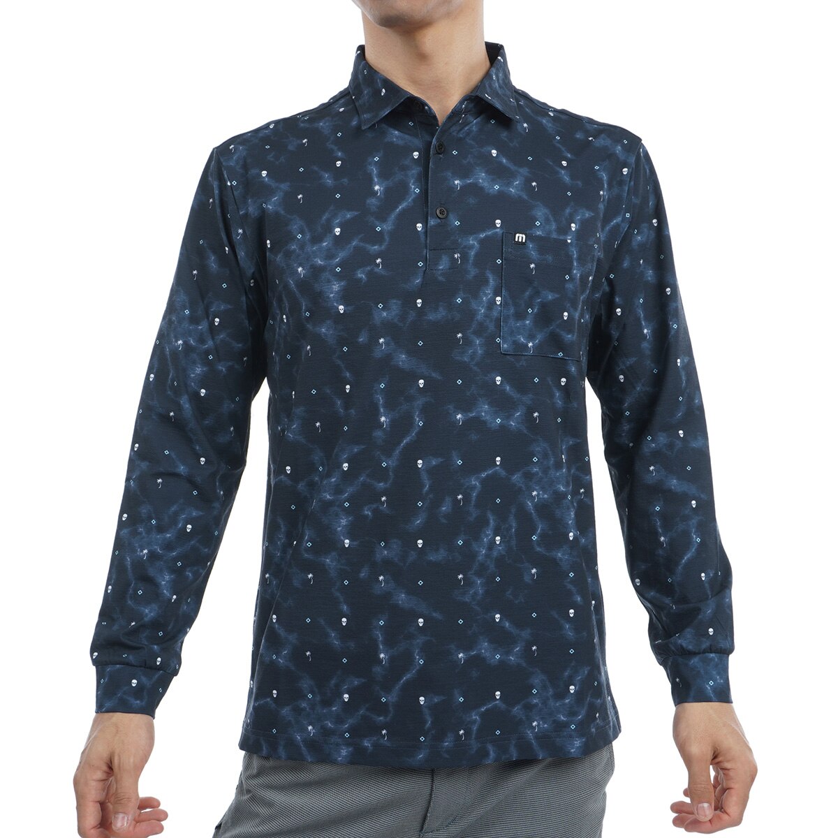 セール・アウトレット】プリント 長袖ポロシャツ(長袖シャツ