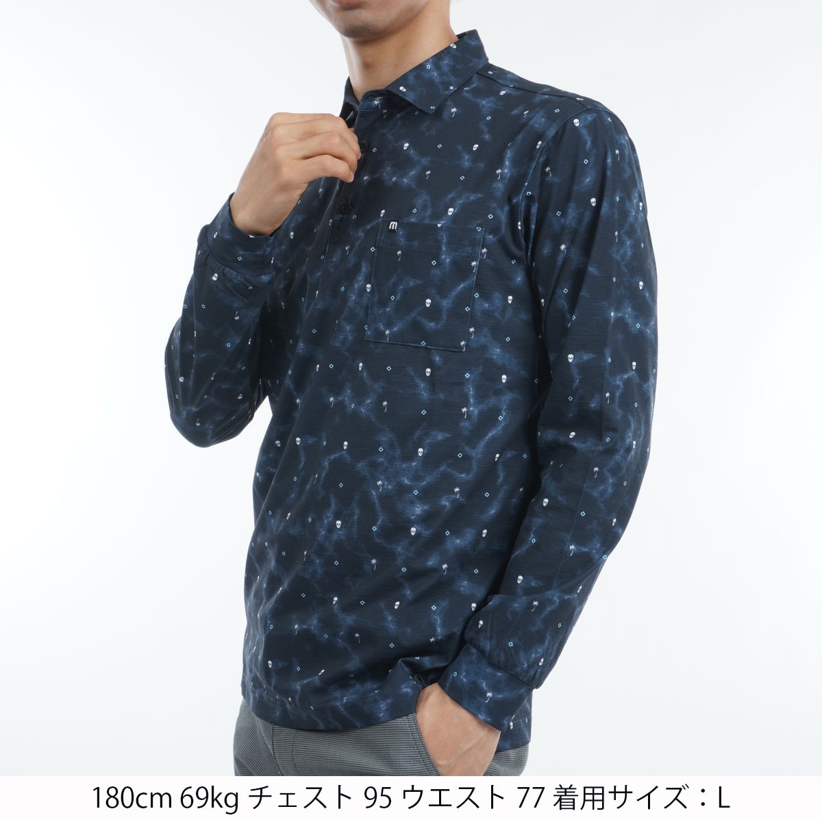 セール・アウトレット】プリント 長袖ポロシャツ(長袖シャツ