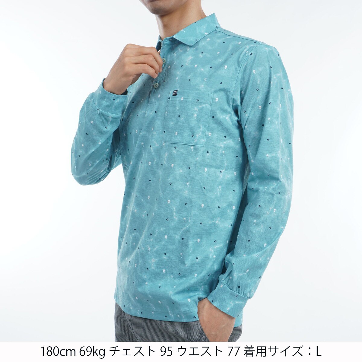 セール・アウトレット】プリント 長袖ポロシャツ(長袖シャツ