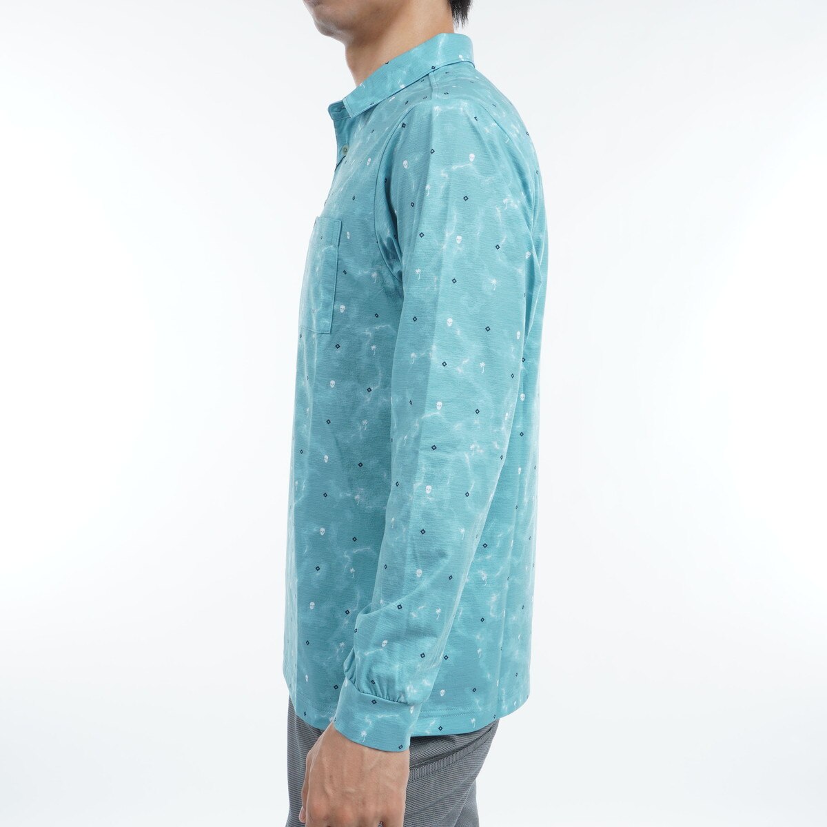 セール・アウトレット】プリント 長袖ポロシャツ(長袖シャツ