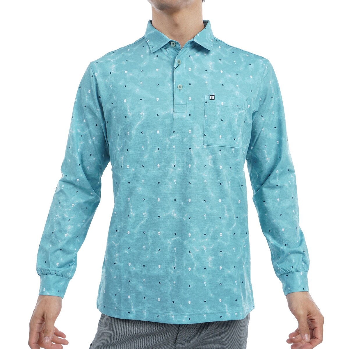 セール・アウトレット】プリント 長袖ポロシャツ(長袖シャツ