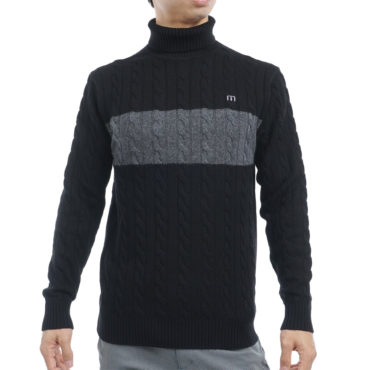 【超美品】トラヴィスマシュー　メンズゴルフウェア　セーター 超美品】トラヴィスマシュー セーター ボルドー ボーダー切替 ウール混