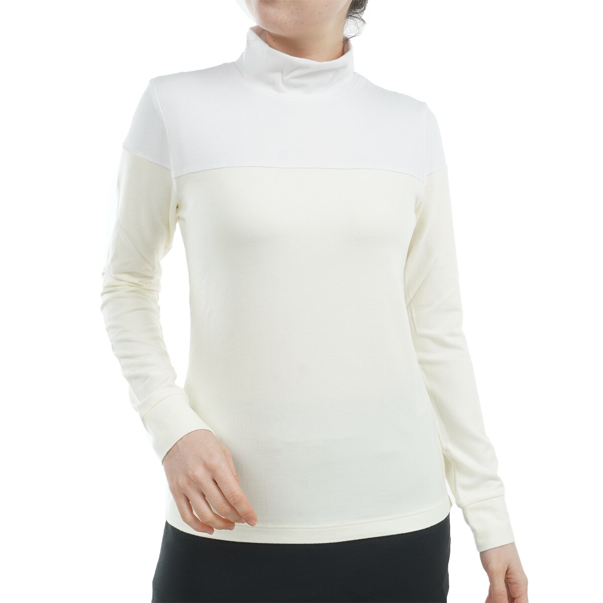 セール・アウトレット】バイカラータートルネック長袖シャツ レディス