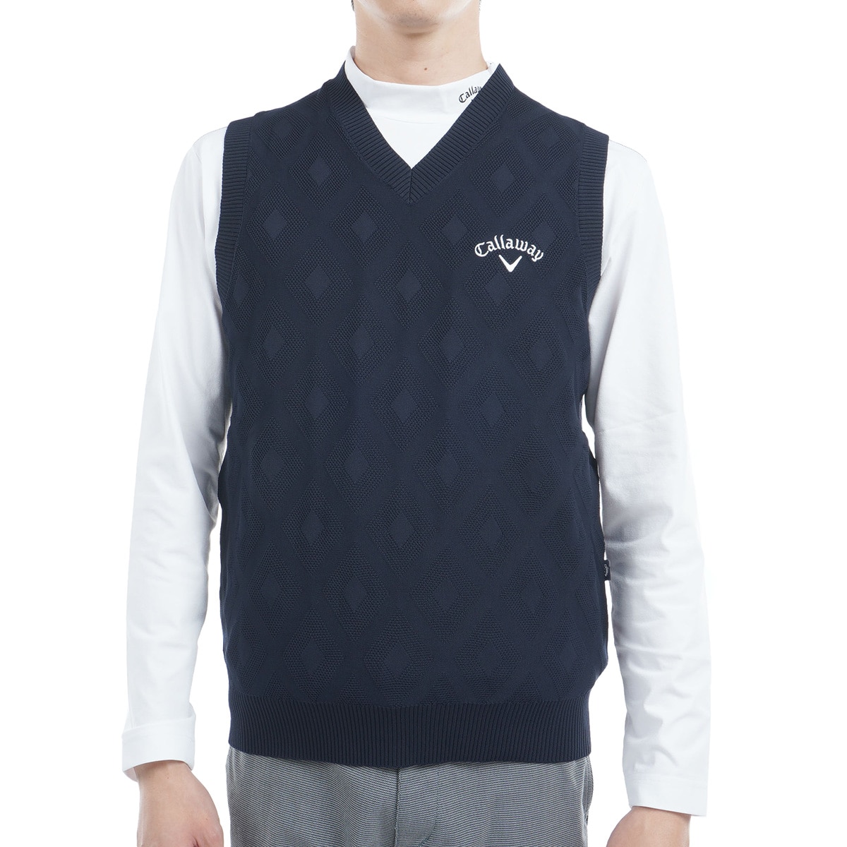 キャロウェイ ダウンジャケット ベスト 2way ネイビー 3L　大きいサイズ 美品】キャロウェイ ダウンジャケット ベスト 2way ネイビー 3L