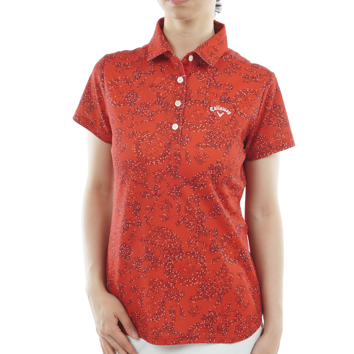 セール・アウトレット】ボタニカルプリント 鹿の子半袖ポロシャツ