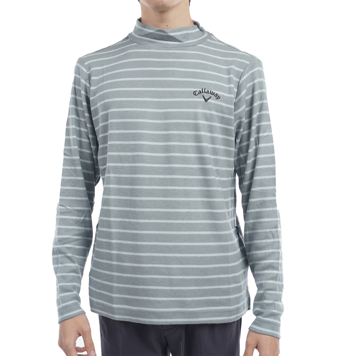 セール・アウトレット】ボーダー裏起毛スムースモックネック長袖