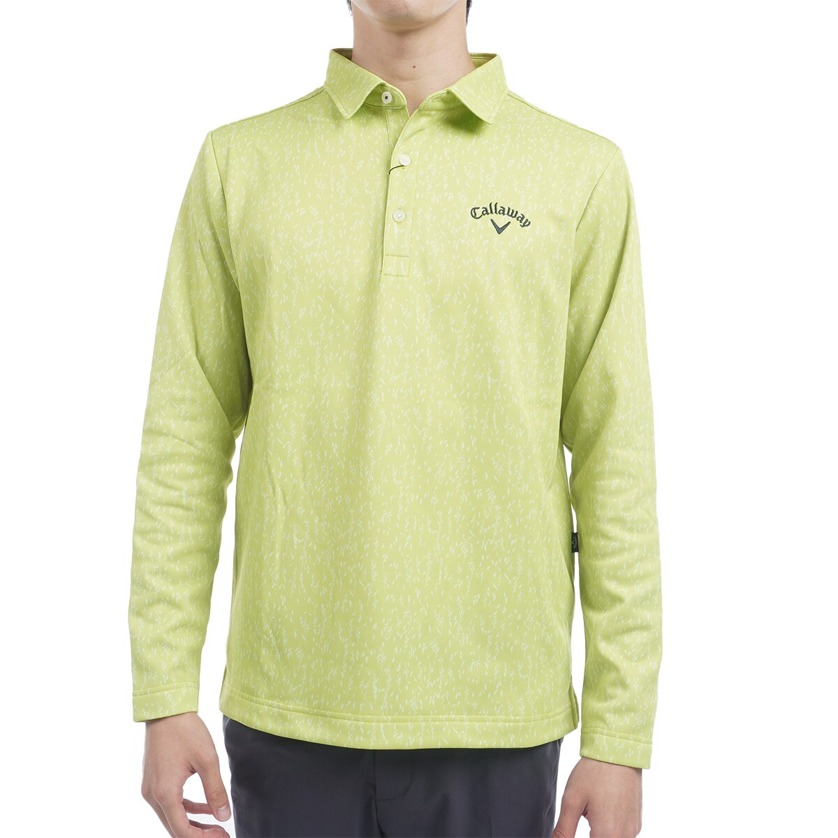 セール・アウトレット】フェザープリント裏起毛長袖ポロシャツ