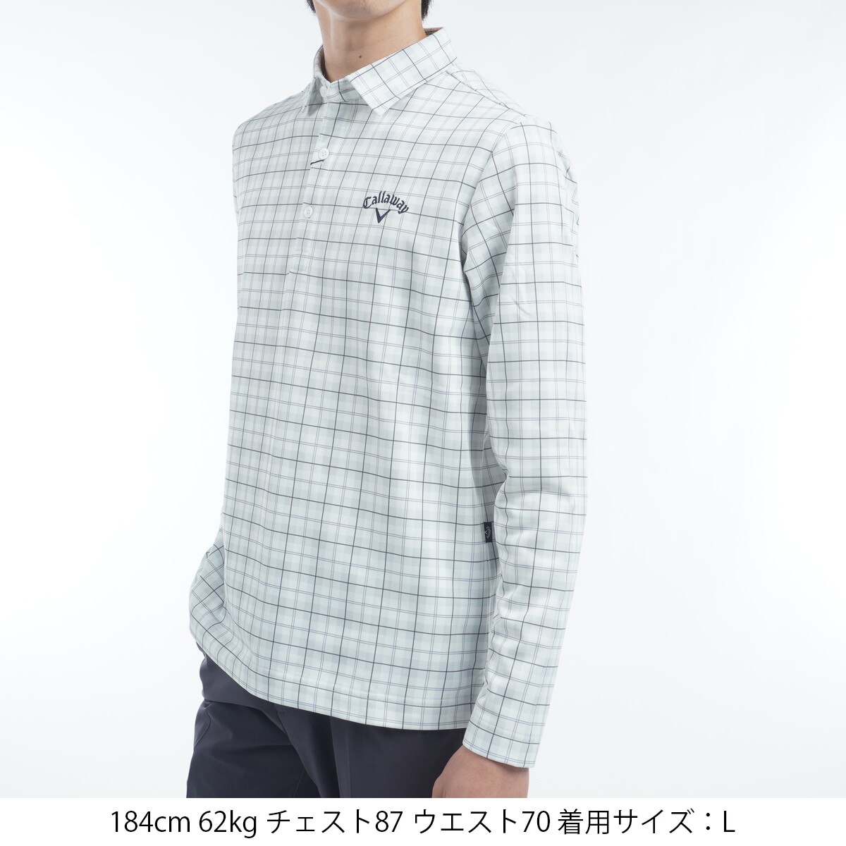 セール・アウトレット】チェックプリント裏起毛長袖ポロシャツ(長袖