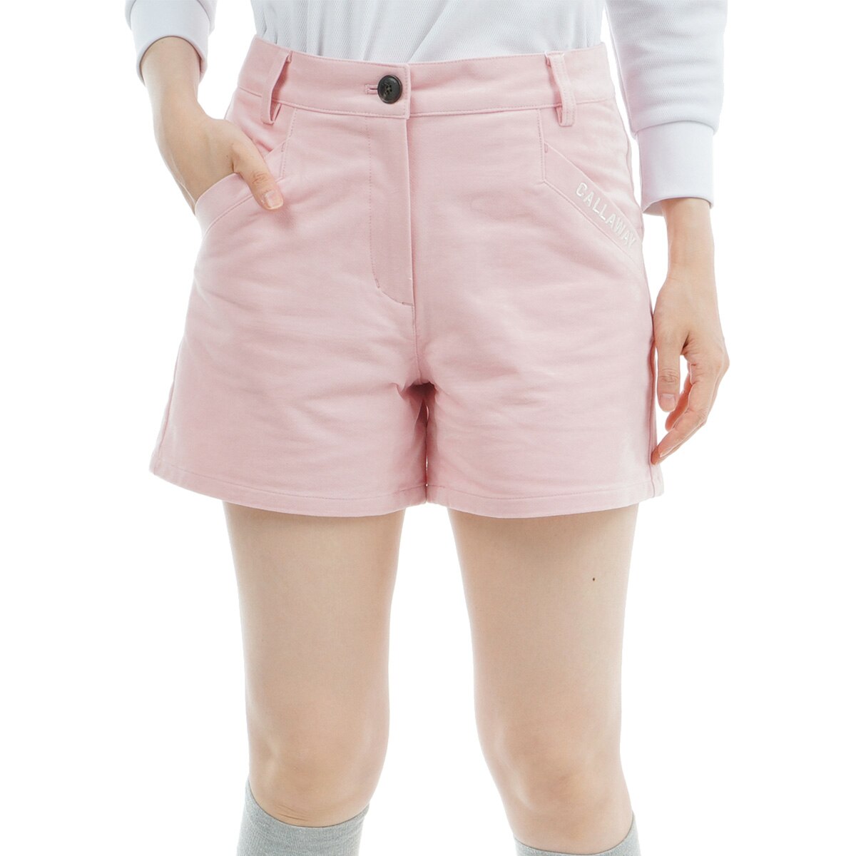 キャロウェイ レッドレーベル ハーフ ショート パンツ ピンク Lサイズ セール・アウトレット】ストレッチ モールスキンショートパンツ