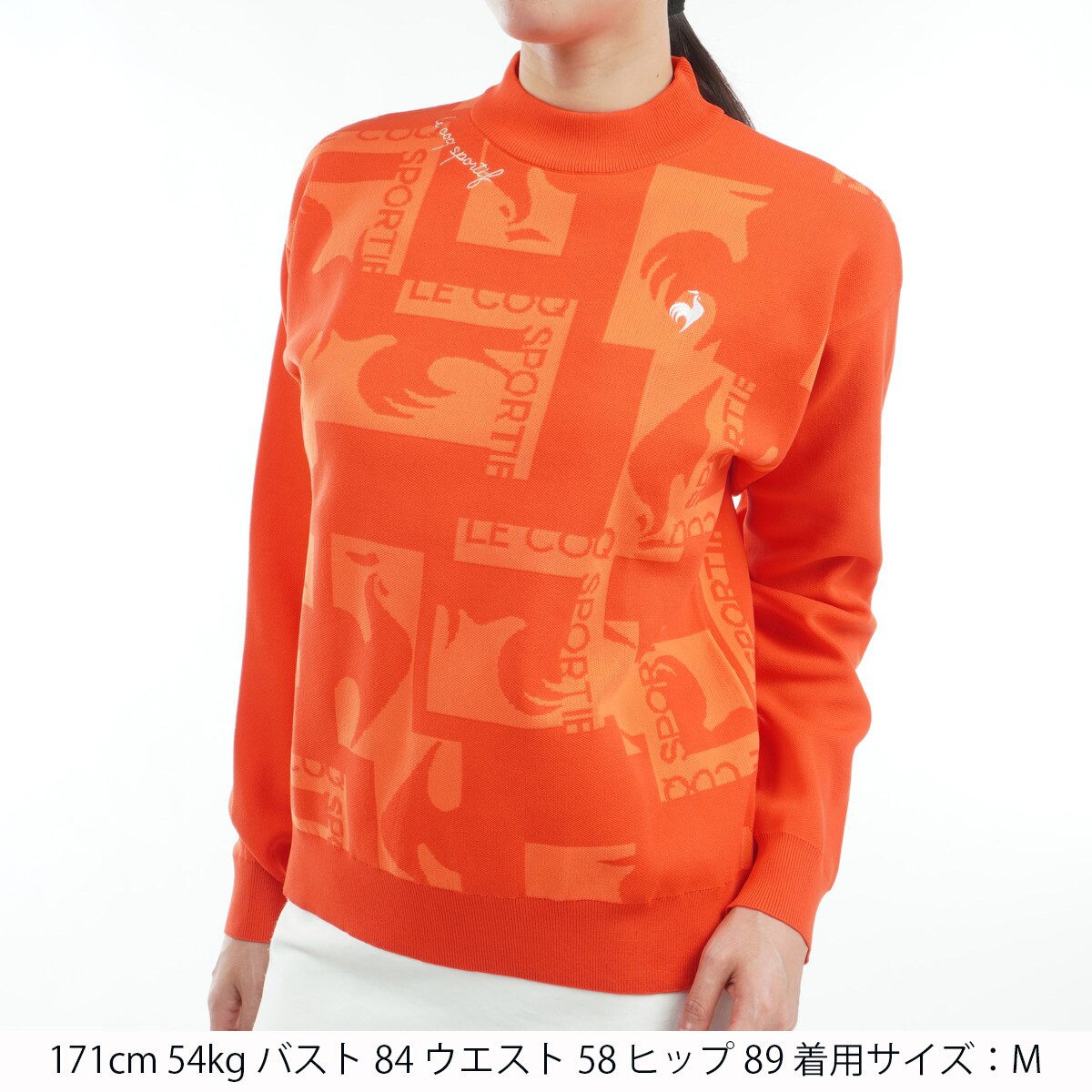 ルコックゴルフ　Le coq sportif GOLF　ストレッチ モックネックジャカード オーバーシャツセーター　レディス セール・アウトレット】ストレッチ モックネックジャカード オーバー