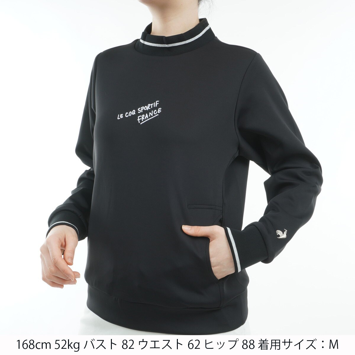 ハチヤーズ レディース ダンボールニット モックネック トップス ウェア L 黒 セール・アウトレット】ストレッチ ダンボールニット モック