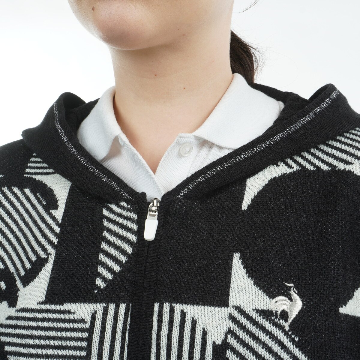 セール・アウトレット】ジャカードフルジップニットパーカー レディス