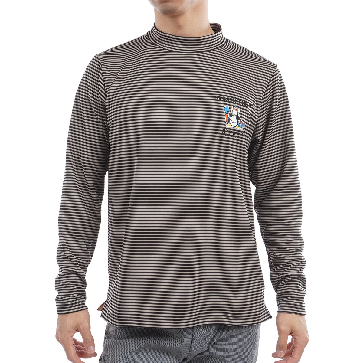 【新品】マンシングウェア　モックネック長袖シャツ　蓄熱保温　М　ヒートナビゴルフ Munsingwear 公式 マンシングウェア ボーダーモックネック長袖