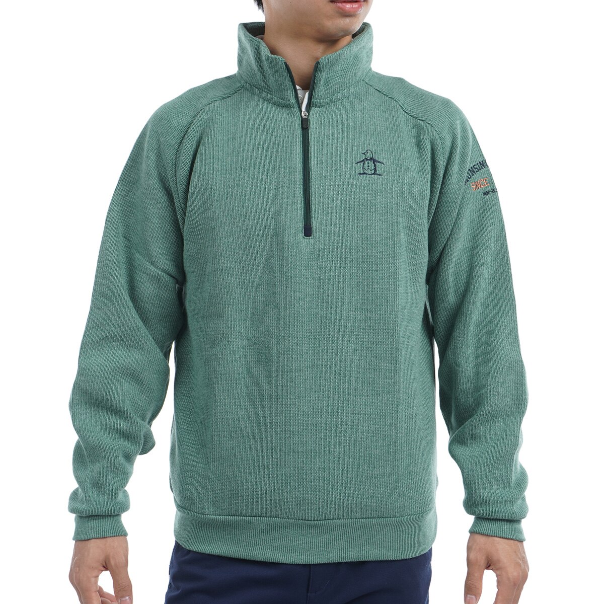 超美品】マンシングウェア パーカー 杢グレー×ミントブルー