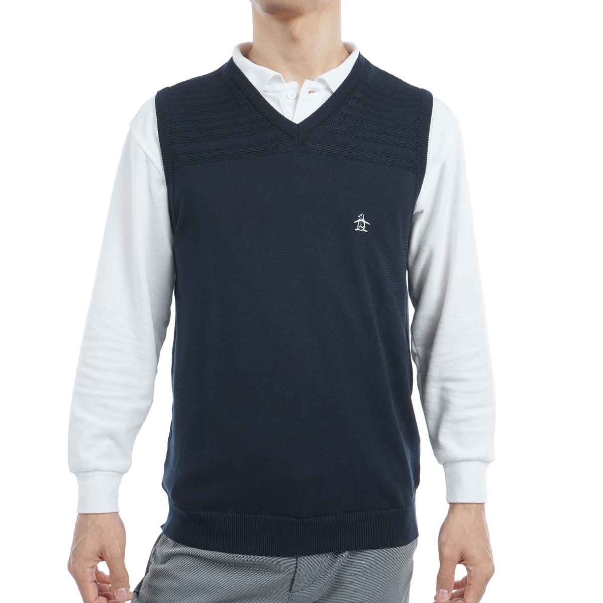 Munsingwear ゴルフニットベスト ロゴ　未使用　LL 濃紺 MUNSINGWEAR(マンシングウェア) ベスト｜中古ゴルフウェア通販