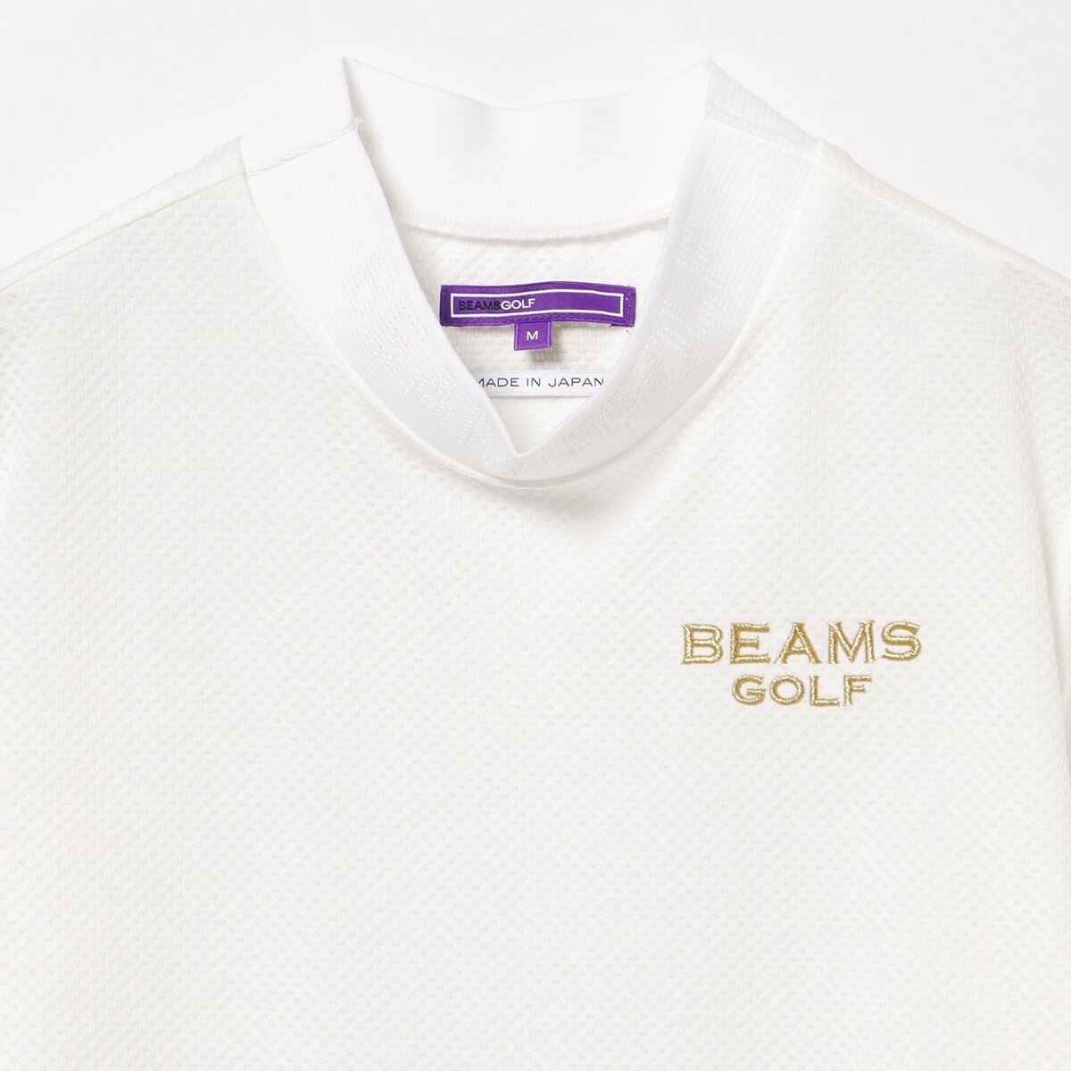 BEAMS GOLF PURPLE LABEL ブロックサッカー モックネックシャツ