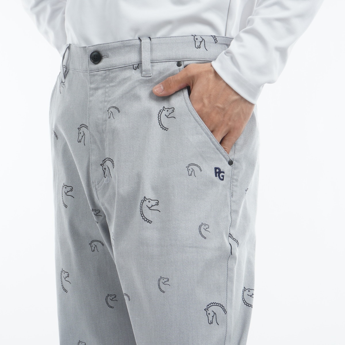 セール・アウトレット】ドビーEXストレッチ 馬柄ノータックパンツ