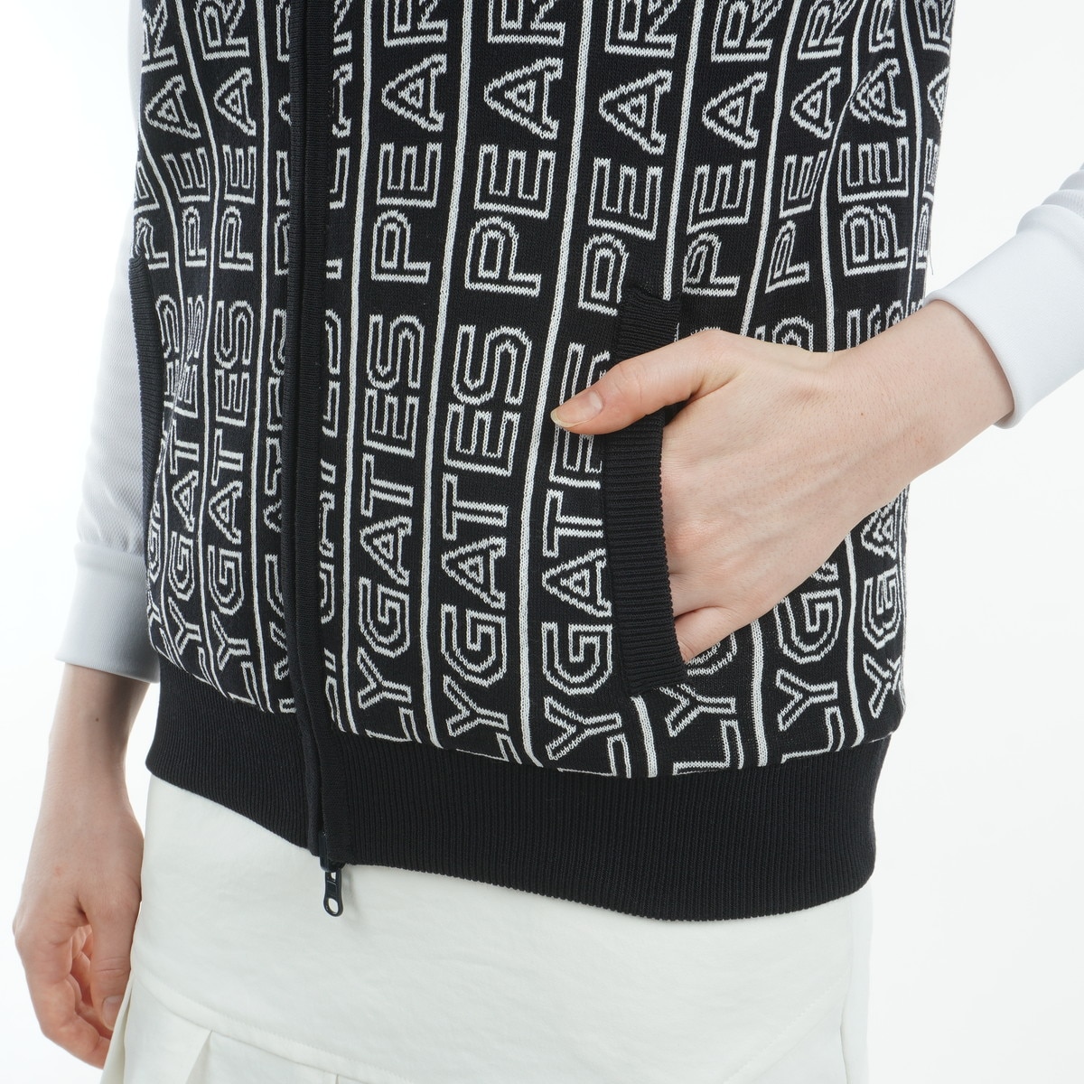 セール・アウトレット】ストライプ柄×パンチング リバーシブルニット