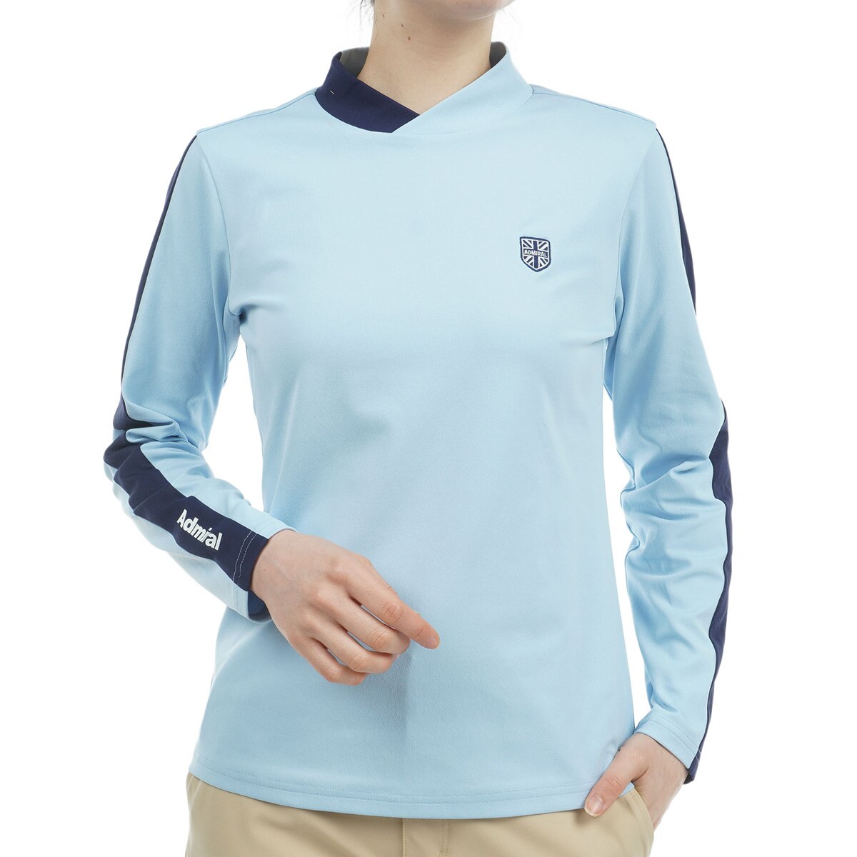 Admiral - Admiral GOLF アドミラルゴルフ 総柄 モックネック シャツ ウェア セール・アウトレット】ストレッチ 長袖モックネックシャツ