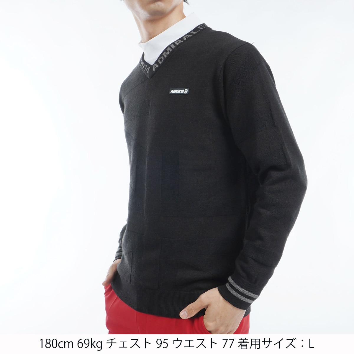 セール・アウトレット】ユニオンジャックジャカード Vネックセーター