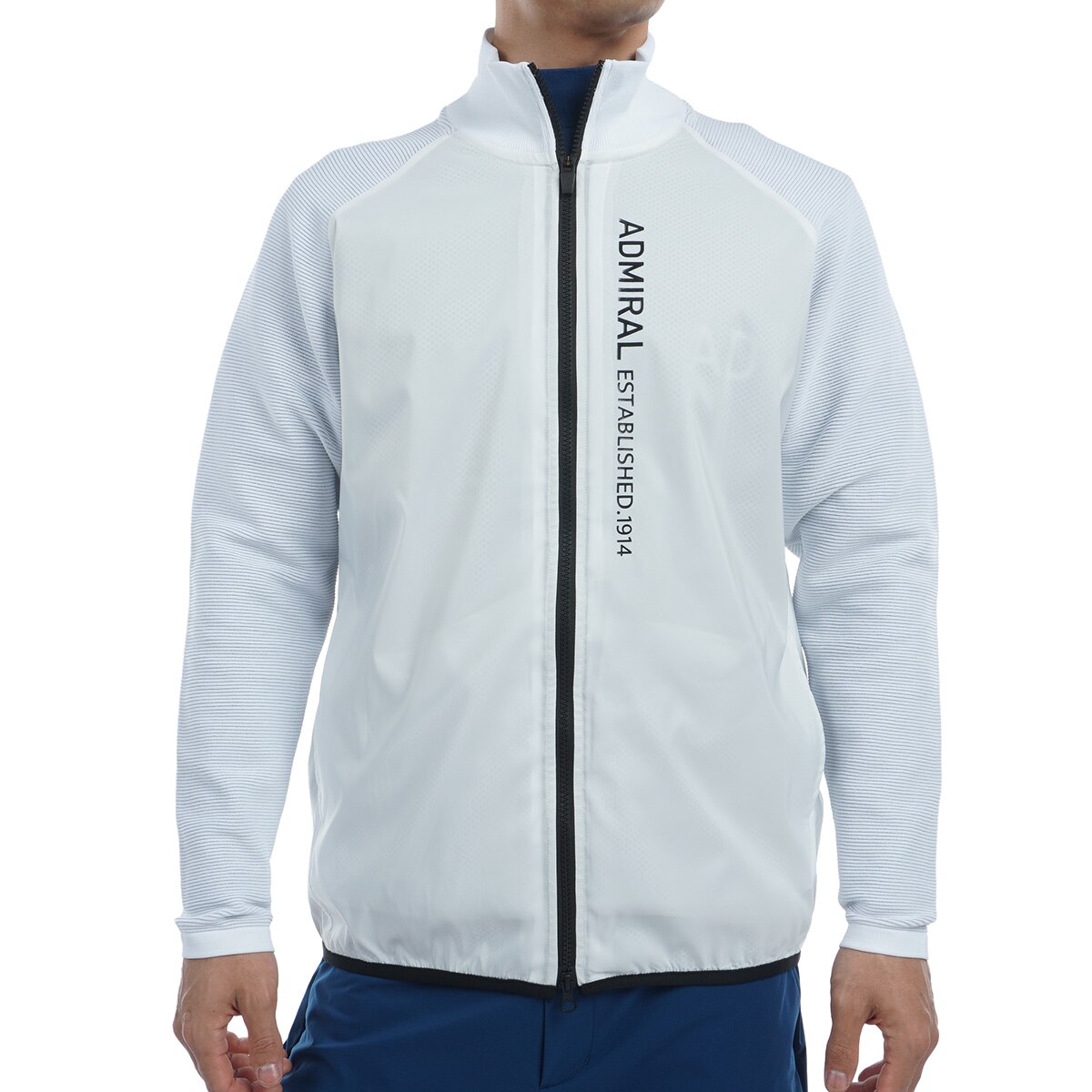 サイズ：M ADMIRAL アドミラル  ジップ ナイロンジャケット  ホワイト系 [240101437432] ゴルフウェア メンズ ストスト Admiral Golf アドミラルゴルフ メンズ ウェア フラッグ ジップ