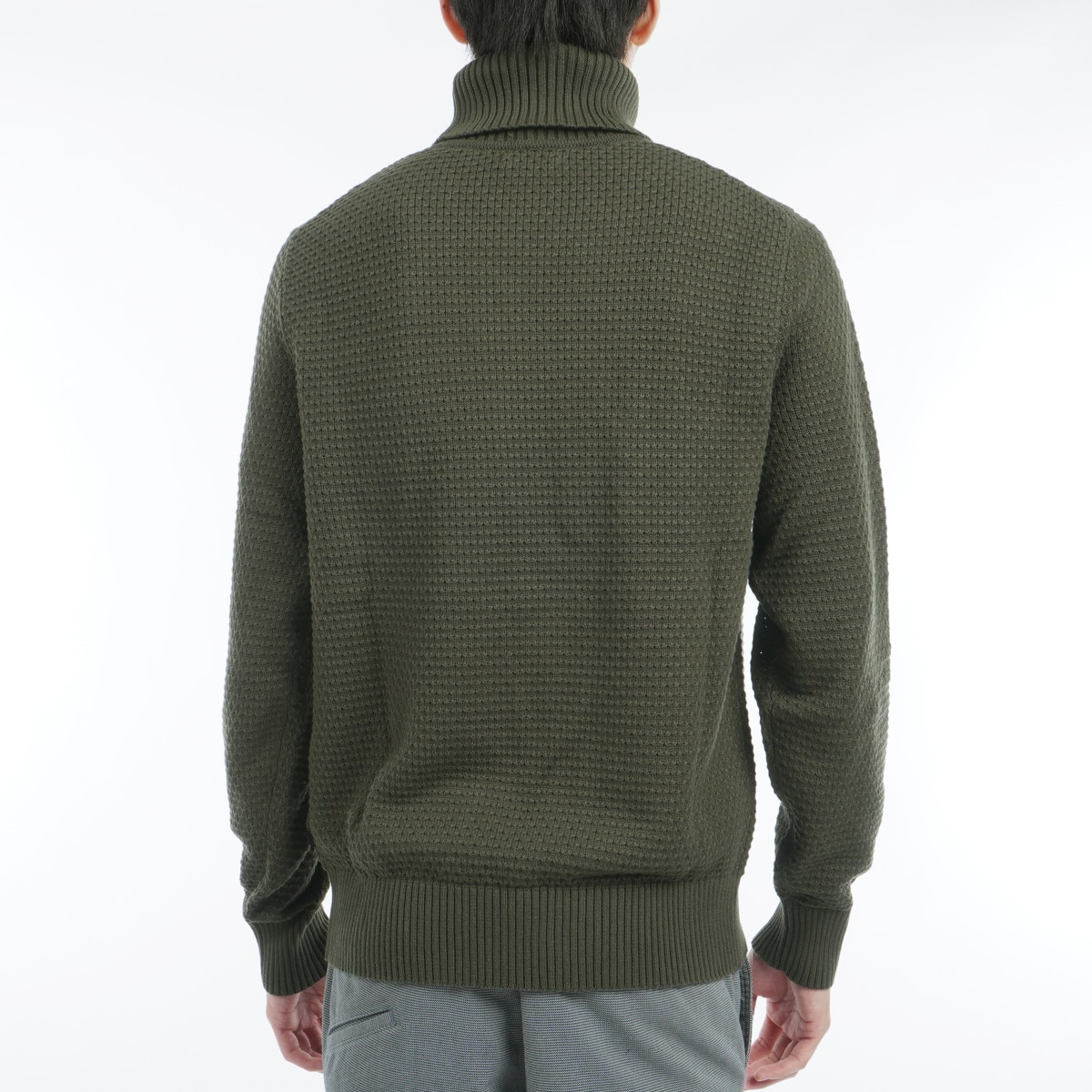 J.リンドバーグ タートルネック コットンセーター M カーキ セール・アウトレット】コットンタートルセーター(中間着(セーター