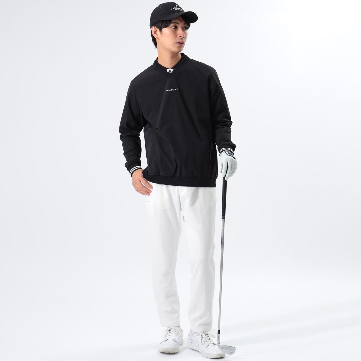BEAMS GOLF ORANGE LABEL 撥水ナイロン Vネック プルオーバー
