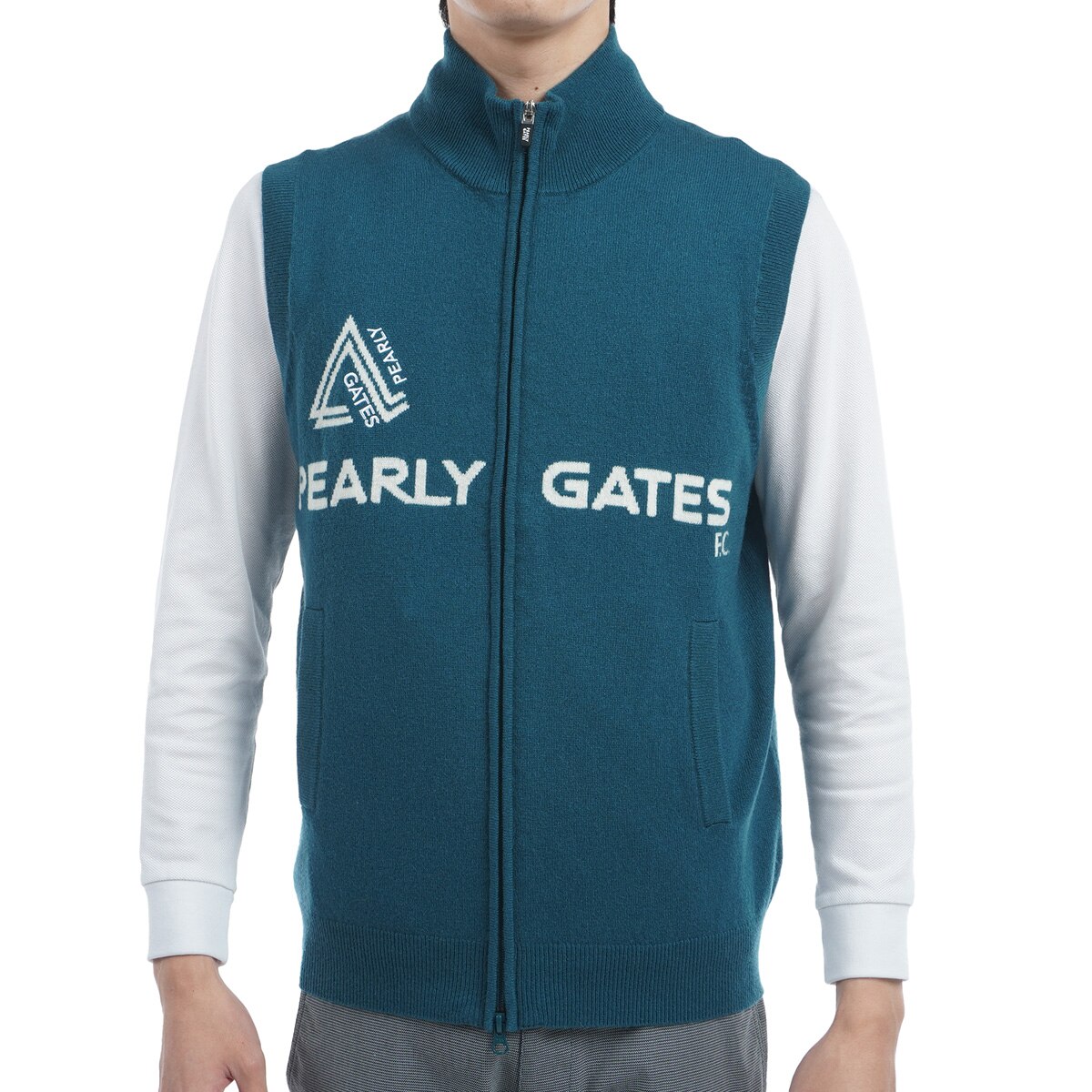 (2024年秋冬モデル)パーリーゲイツ　天竺ニットベスト 天竺×ワッペン クルーネックニットベスト | PEARLY GATES（パーリー