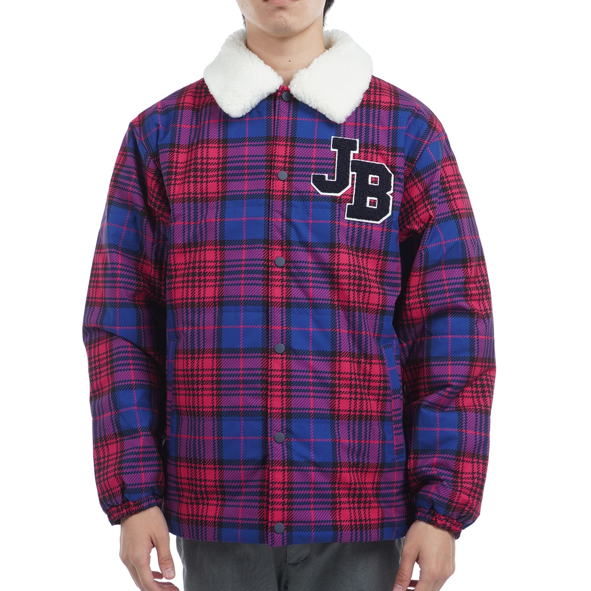 セール・アウトレット】ストレッチタフタ ボア襟ジップアップブルゾン