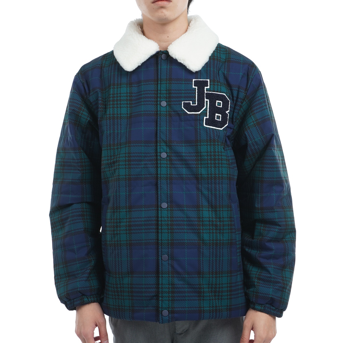 セール・アウトレット】ストレッチタフタ ボア襟ジップアップブルゾン