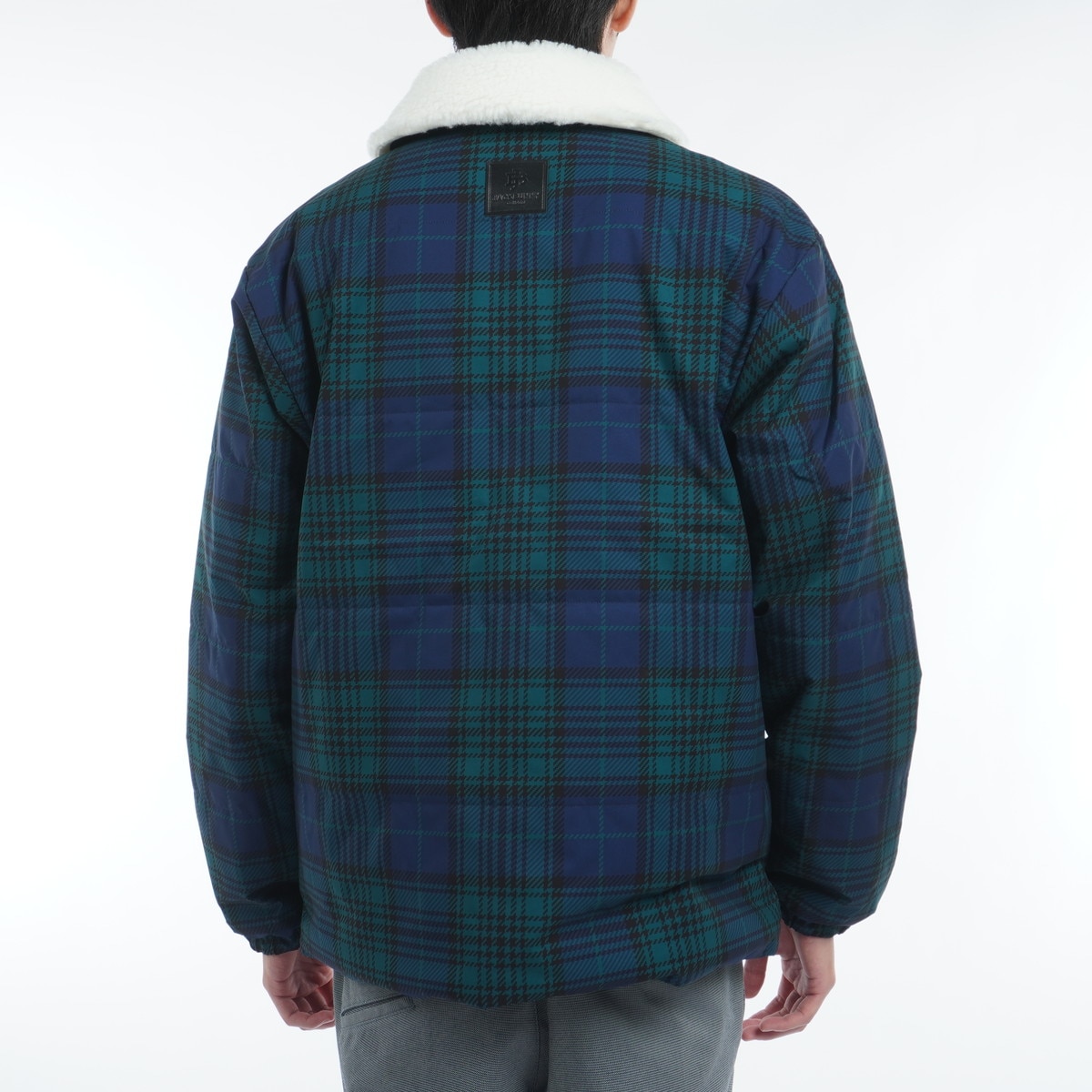 セール・アウトレット】ストレッチタフタ ボア襟ジップアップブルゾン