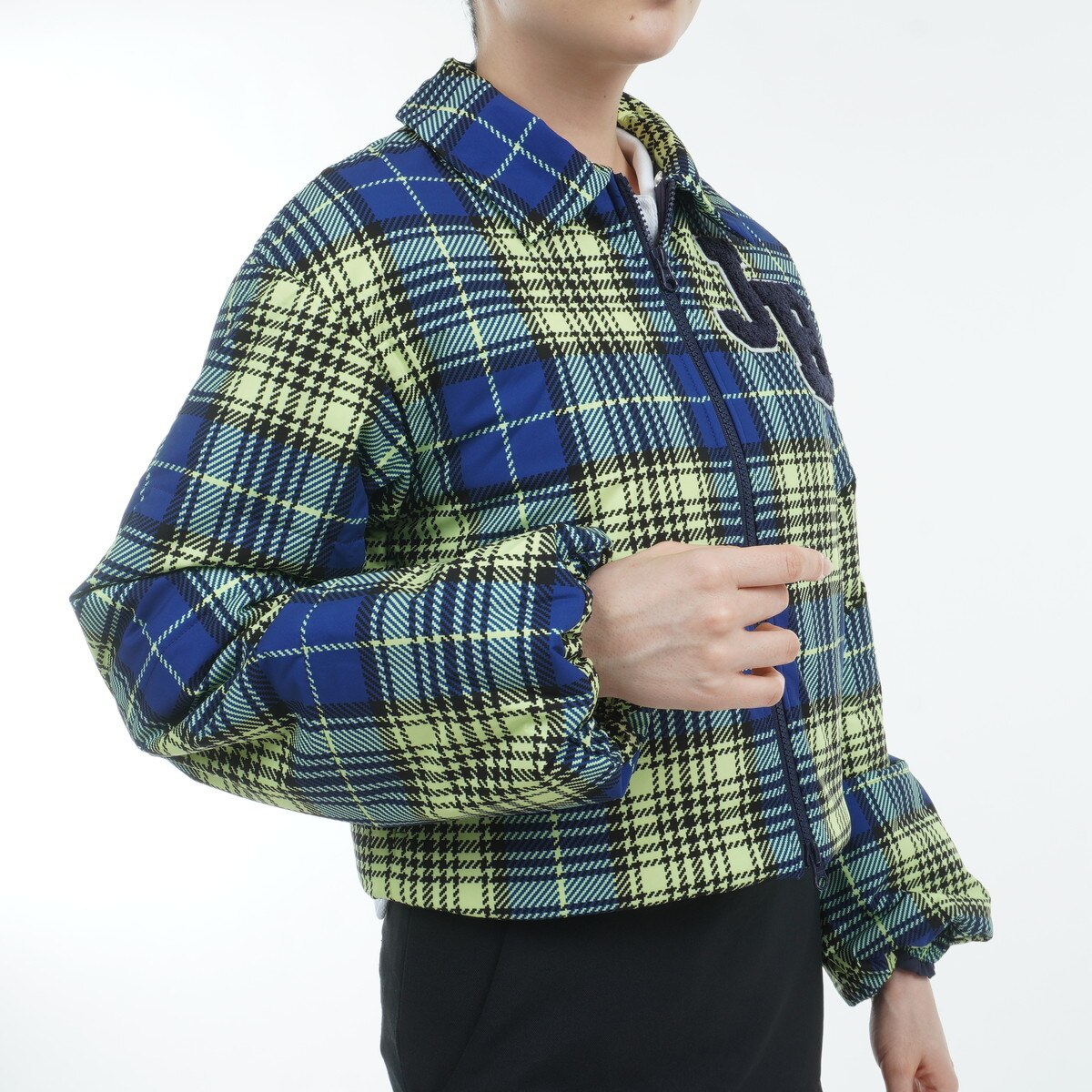 新品 ジャックバニー 2WAYストレッチタフタ ボア襟ブルゾン(4)サイズM/緑 セール・アウトレット】ストレッチタフタ ボア襟ジップアップブルゾン