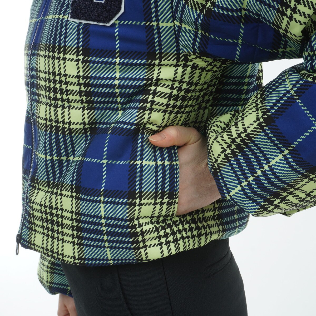 セール・アウトレット】ストレッチタフタ ボア襟ジップアップブルゾン