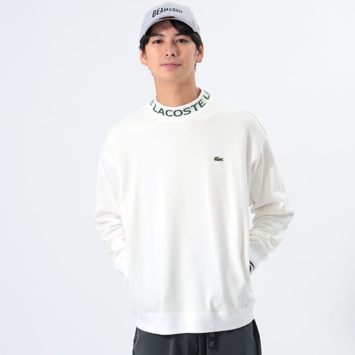 Lacoste for BEAMS GOLF 別注 ロゴ モックネック スウェット