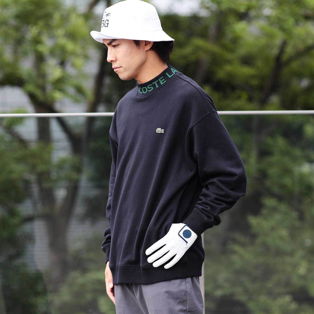 Lacoste for BEAMS GOLF 別注 ロゴ モックネック スウェット