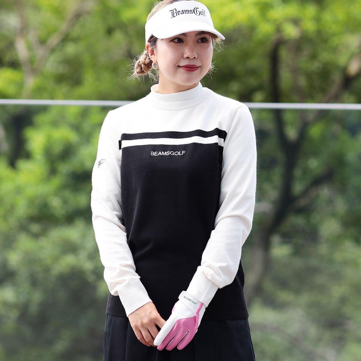 BEAMS GOLF レディースウエア ビームスゴルフ BE 【防風ストレッチ】裏地付きロゴ刺繍クルー