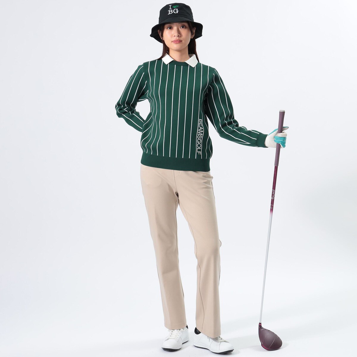 新品☆BEAMS GOLFオレンジレーベル☆ウォームポンチフレアパンツMベージュ ORANGE LABEL ウォームポンチ フレアパンツ レディス(ロング