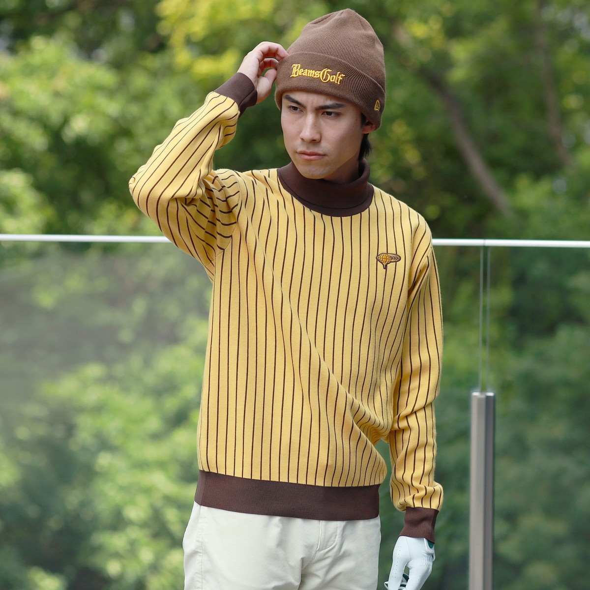 ORANGE LABEL ストライプ タートルネックニット(中間着(セーター