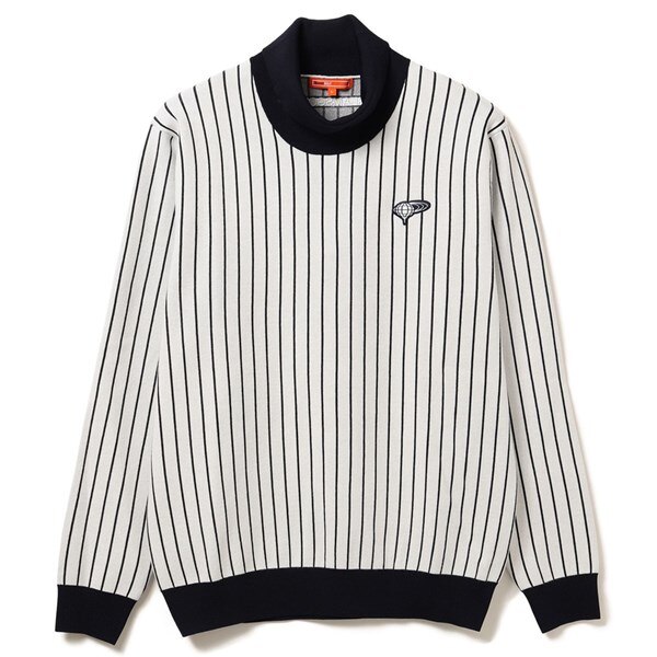 ORANGE LABEL ストライプ タートルネックニット(中間着(セーター 
