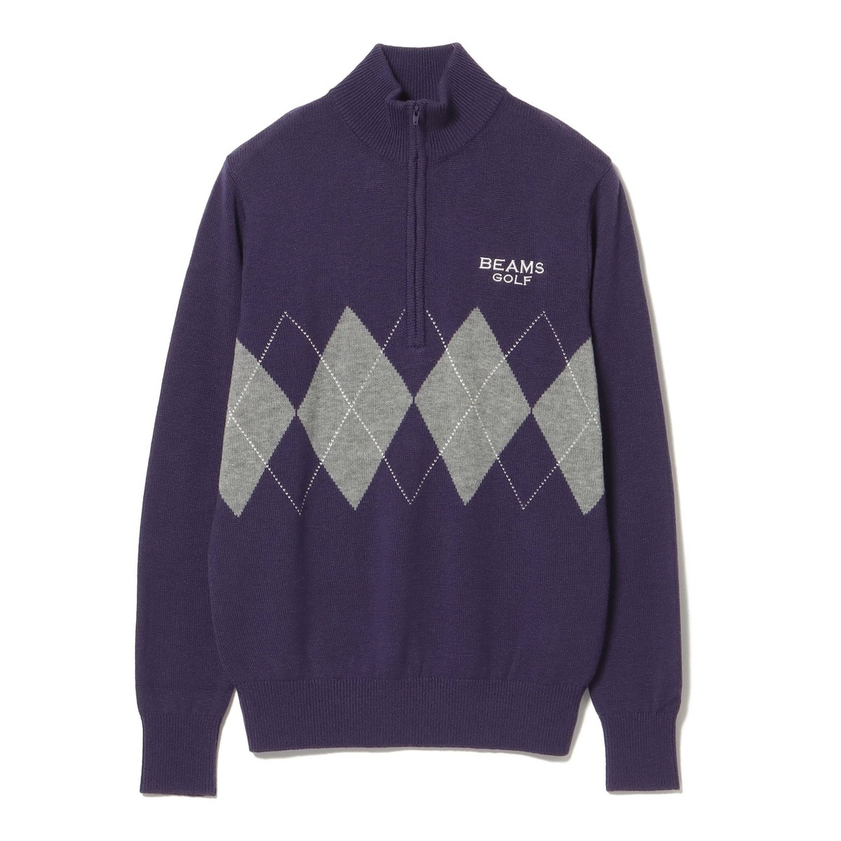 極美品✨ BEAMS GOLF ハーフジップ　長袖　洗える　L 青　ロゴ　刺繍 極美品✨ BEAMS GOLF ハーフジップ 長袖 洗える L 青 ロゴ 刺繍