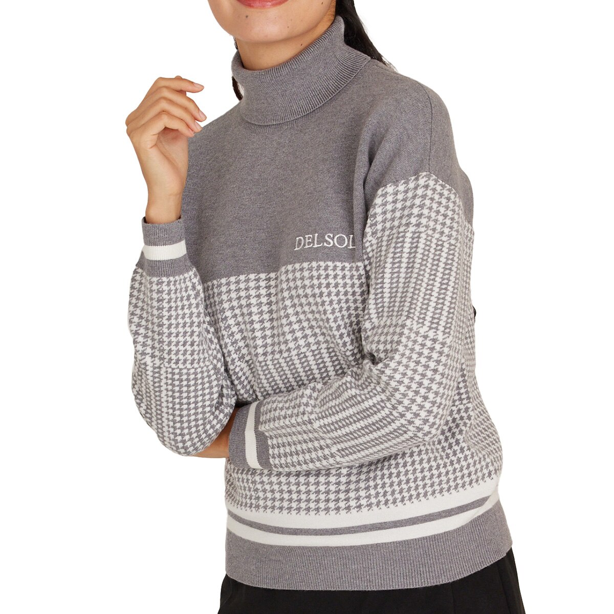 DWD グレー タートルネック セーター Dマーク DWD グレー タートルネック セーター Dマーク レディース