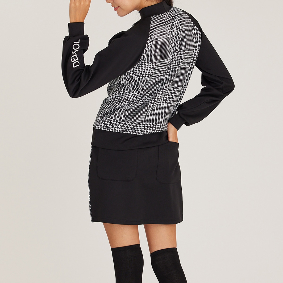 セール・アウトレット】ポンチ グレンチェック柄長袖セットアップ