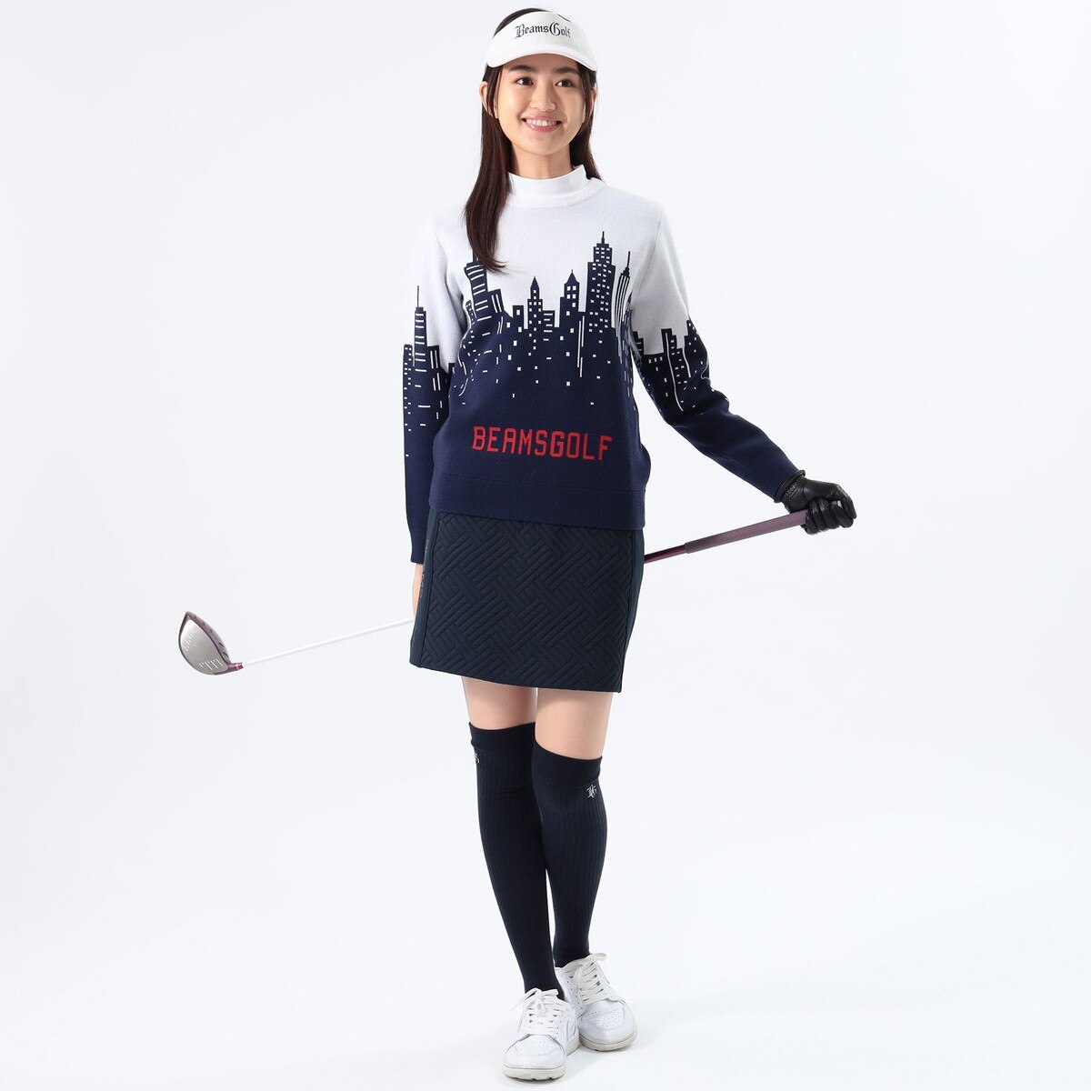 BEAMS GOLF ビームスゴルフ 長袖フード付きワンピース キルトスカート ORANGE LABEL キルト 切り替えスカート レディス(スカート)|BEAMS GOLF