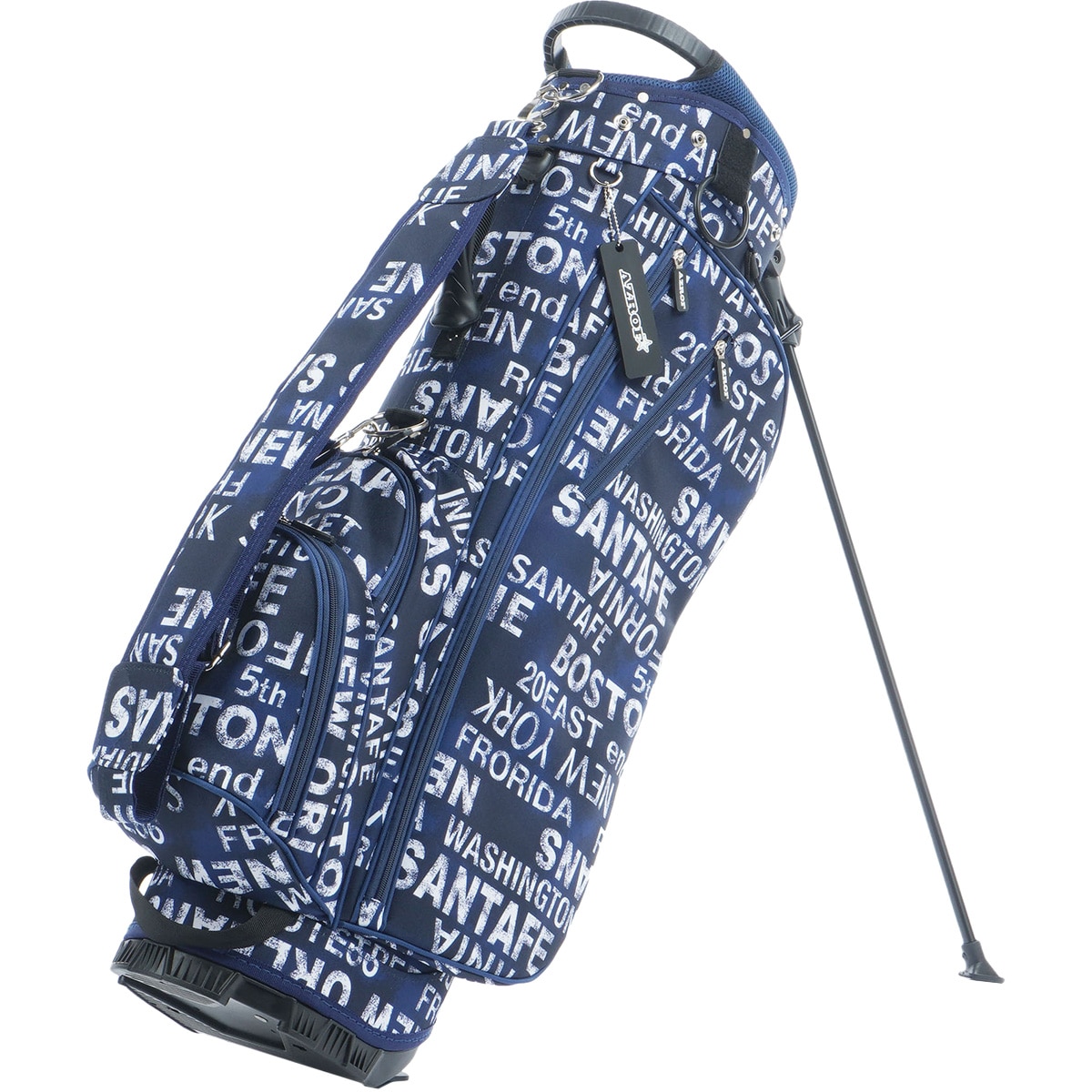 AZROF/アズロフ ゴルフ スタンド式 キャディバッグ【ブルーカモ】美品！ AZROF セルフスタンドバッグ ゴルフ 4.5インチ 4〜5本収納可能 セルフ