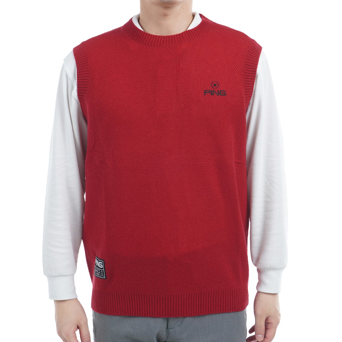 送料無料PING GOLFピンゴルフMENSカシミヤ100%起毛ニットベスト柔らか蓄熱保温性軽量伸縮プロパー仕様上質GOLDラベルBlack(大特価L)新品 セール・アウトレット】カシミヤニットベスト(ベスト)|PING(ピン