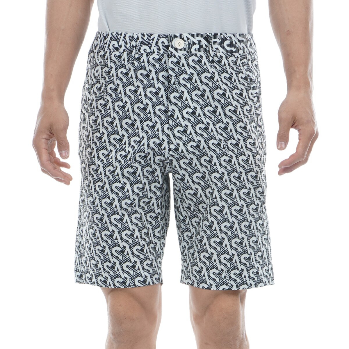 【美品】St ANDREWS サッカーストレッチショートパンツ ロゴプリント M 接触冷感 リーフ柄刺繍ナイロンストレッチショートパンツ (MENS