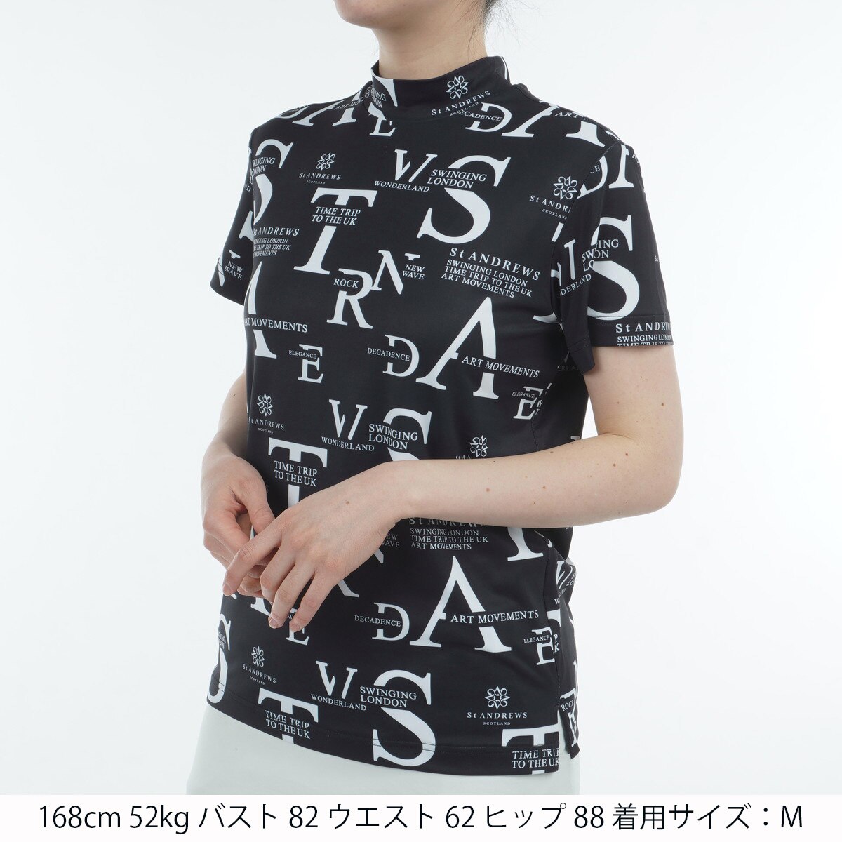 【美品】St ANDREWS SCOTLAND 半袖 ポロ ボタニカル柄 黒×白 美品】St ANDREWS SCOTLAND 半袖 ポロ ボタニカル柄 黒×白 SPXダイヤ