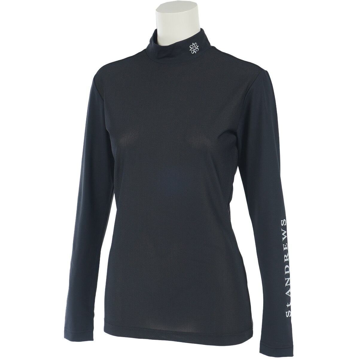 新品☞セントアンドリュース　 モックネック⚫︎華やかな　半袖　黒　M セントアンドリュース SA フリルスリーブモックネックカットソー